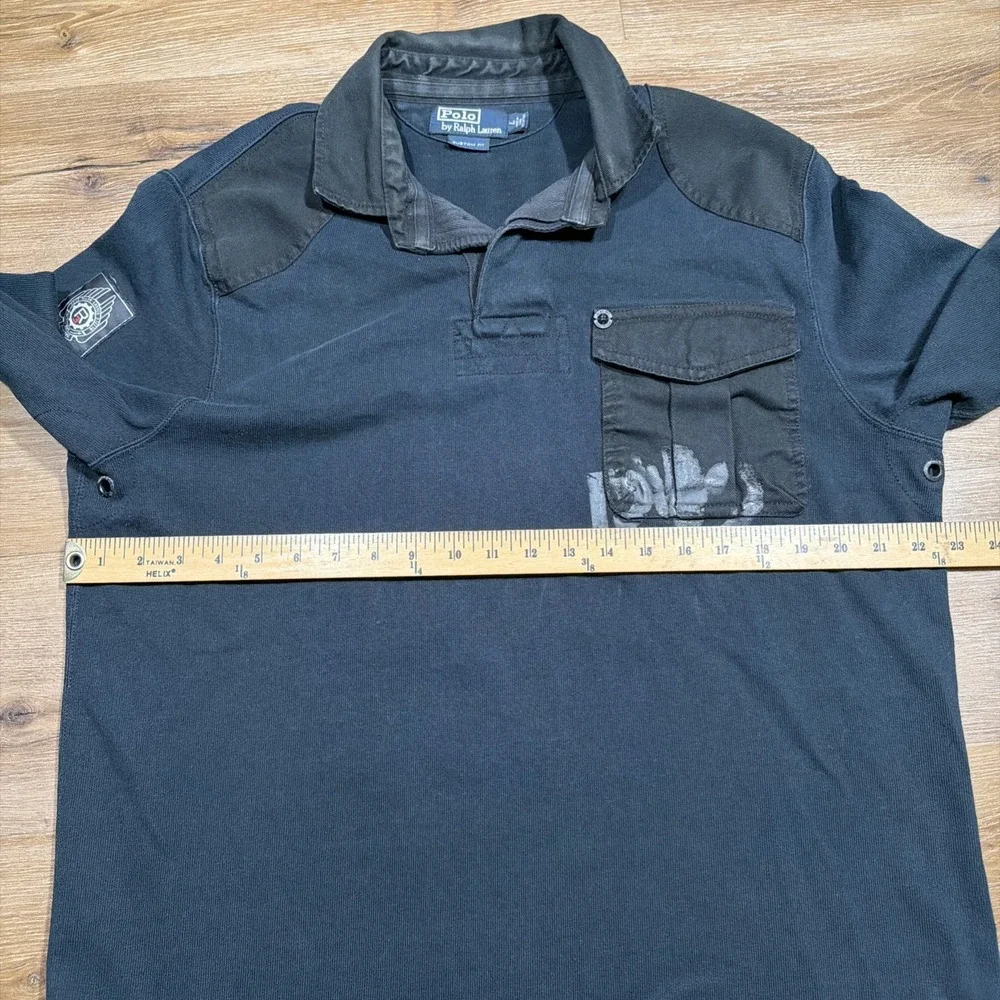 Polo Ralph Lauren Men's LARGE Bleecker Cup Navy Long Sleeve‎ Rugby Special Issue